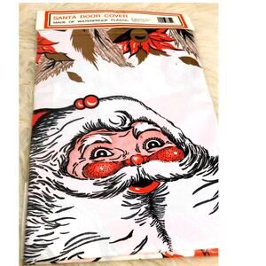 Vintage Santa Merry Christmas Holiday Waterproof Plastic Door Cover New